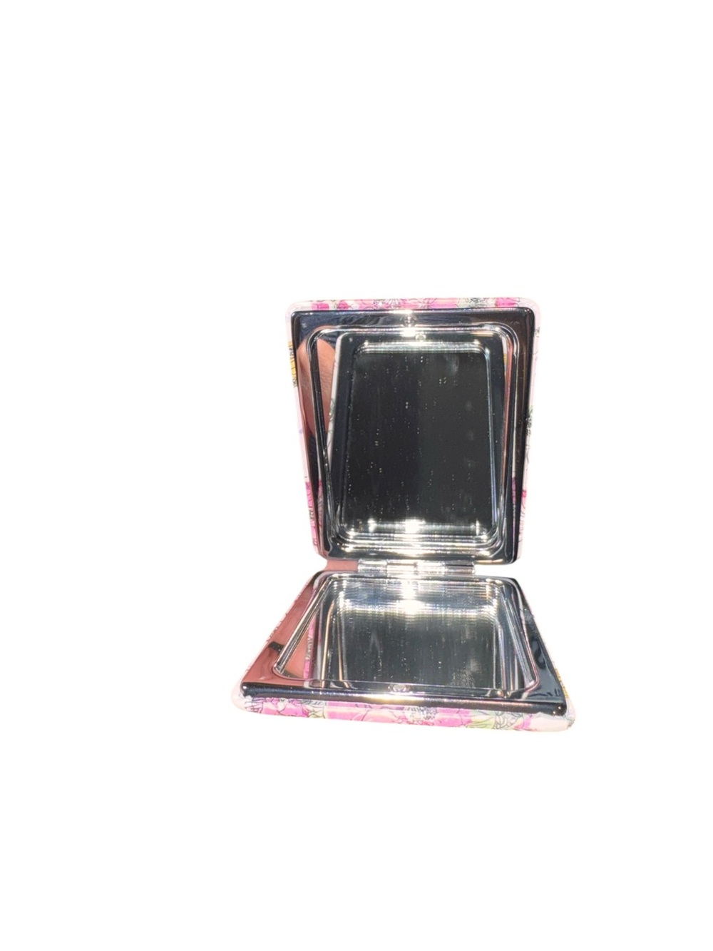 Floral Butterfly compact mirror - White with Pink Accents - Picture 2 of 2